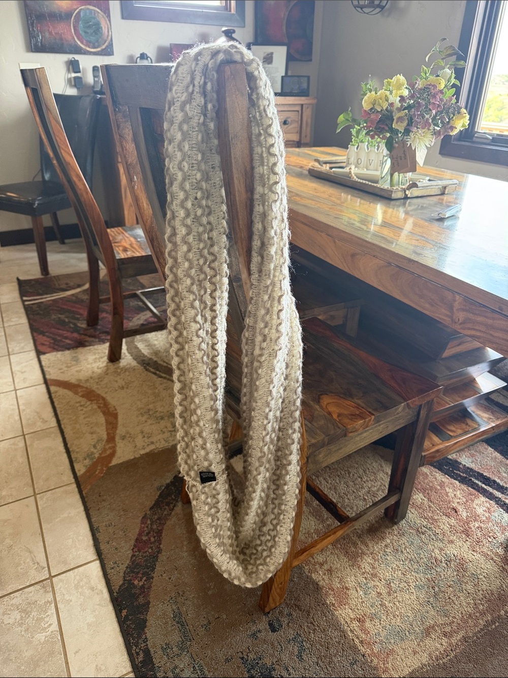 Chunky Knit Infinity Scarf in Oatmeal